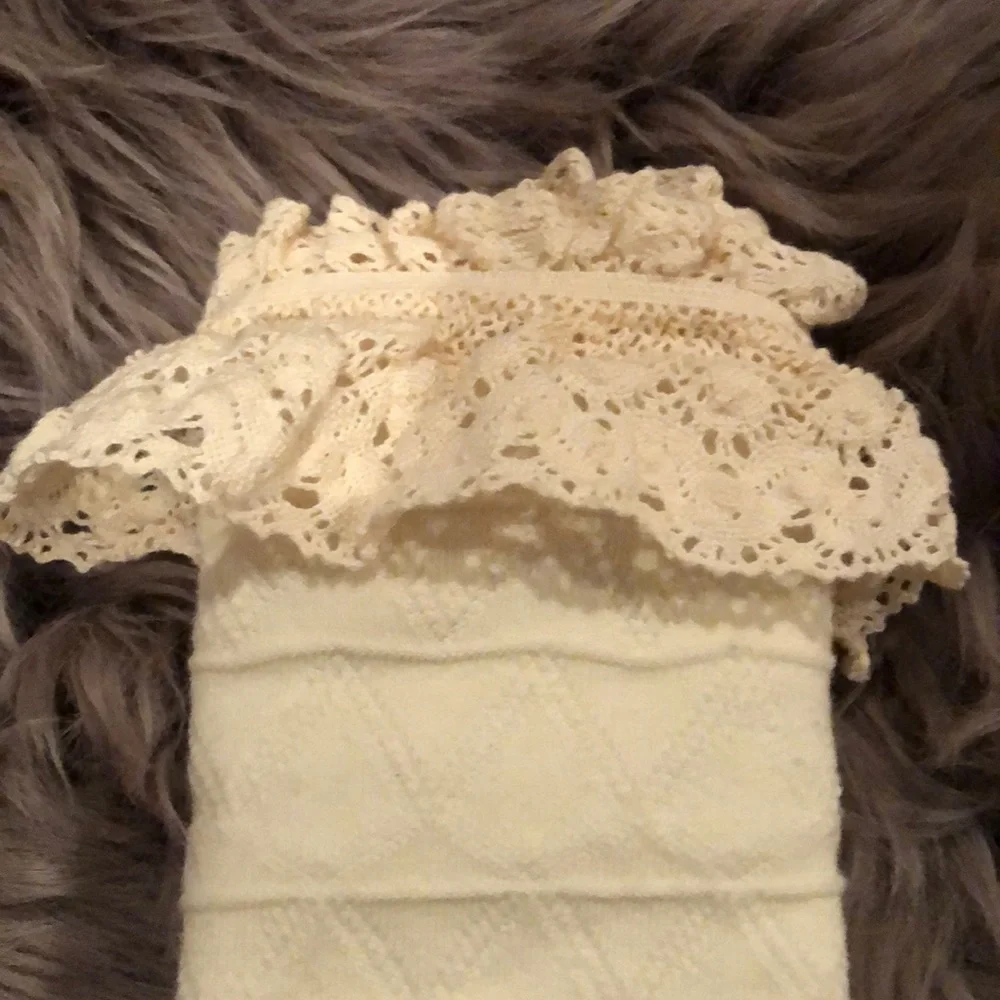 Diamond Knit Over The Knee Socks with Crochet Top